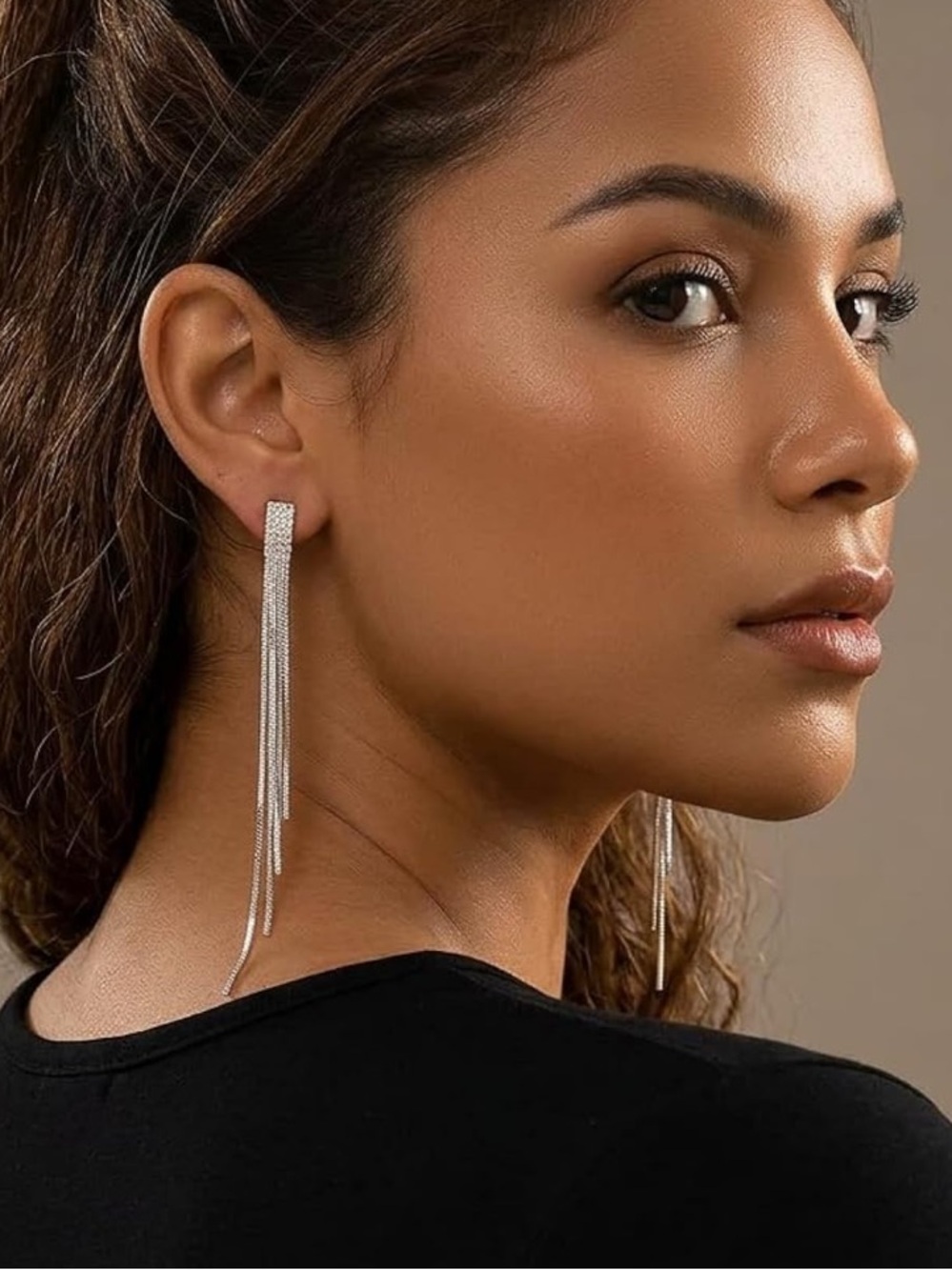 Silver Multi-Strand Tassel Drop Earrings